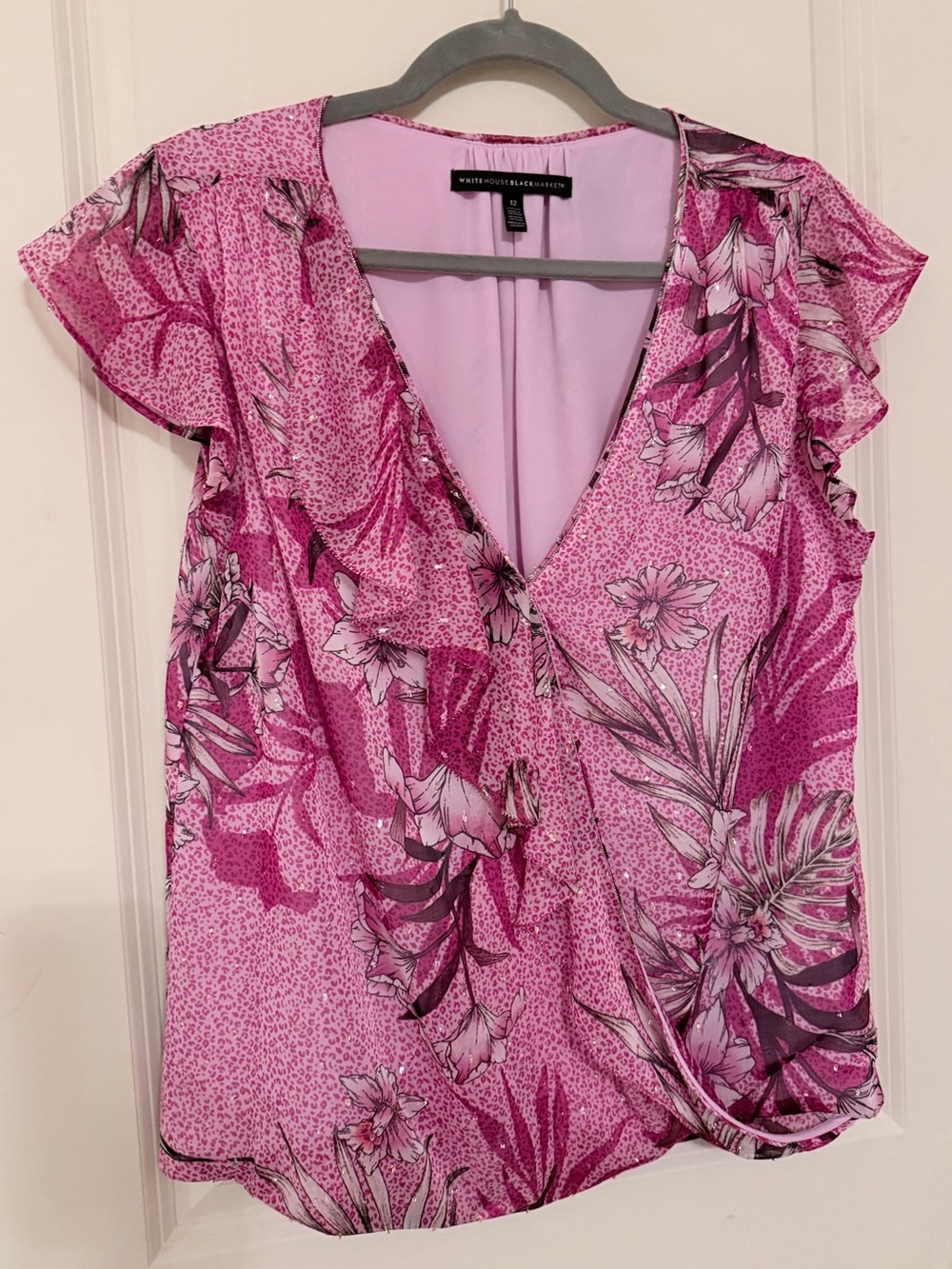 WHBM Printed Crossover V-neck Top
